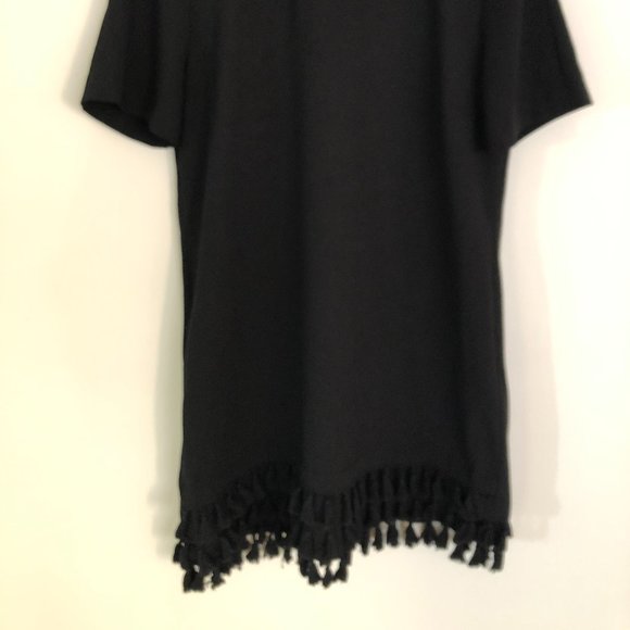 Zara - Mini Black T-Shirt Dress with Tassels - Picture 1 of 4